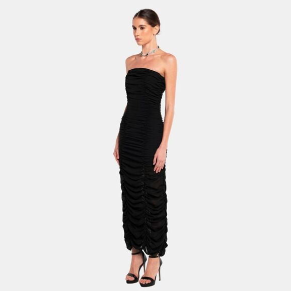 NWT Revolve Ow Collection Sandy Maxi Black Dress Chiffon Size S - Picture 8 of 14